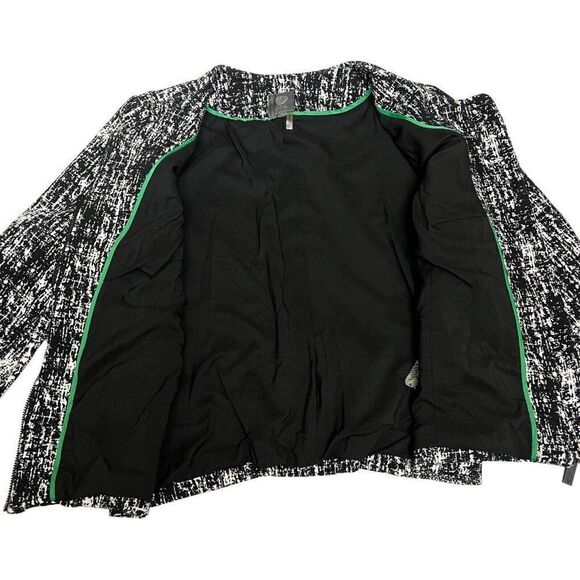 Vince Camuto‎ Women's M Blazer Jacket Black White Zip Abstract Speckled Textured - Picture 7 of 13